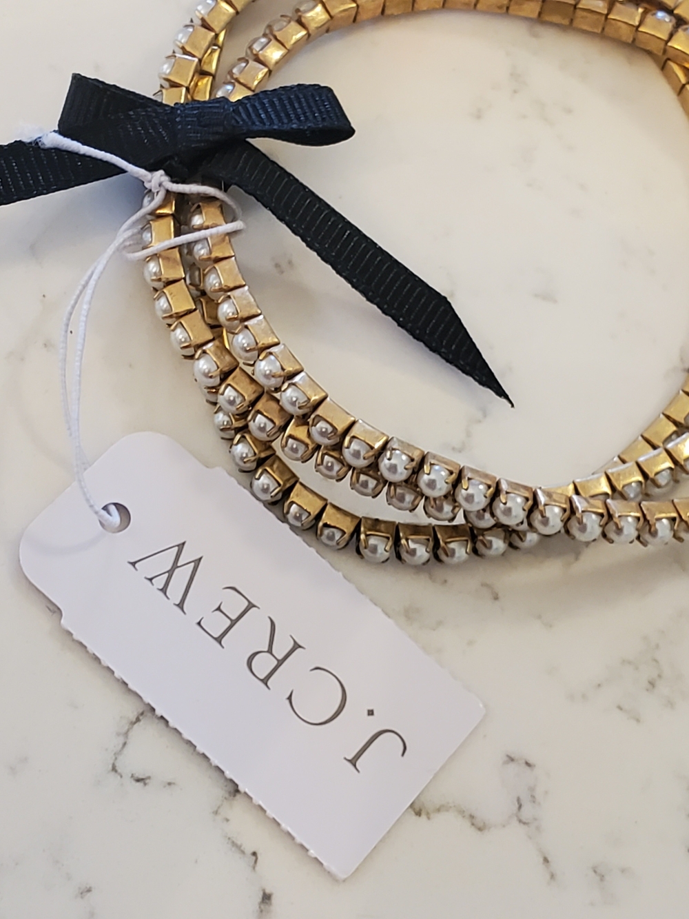 NWT J. Crew Gold & Pearl Beaded Bracelets Set of 3